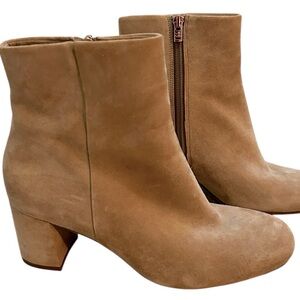Naturalizer Women’s Tan Suede Westing Block Heel Bootie Inside Zip Size 8W